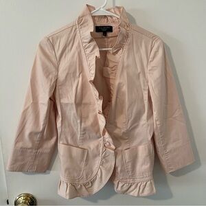 Talbots Petites Dusty Pink Ruffle Trim Cotton Blazer Women’s Size 8P